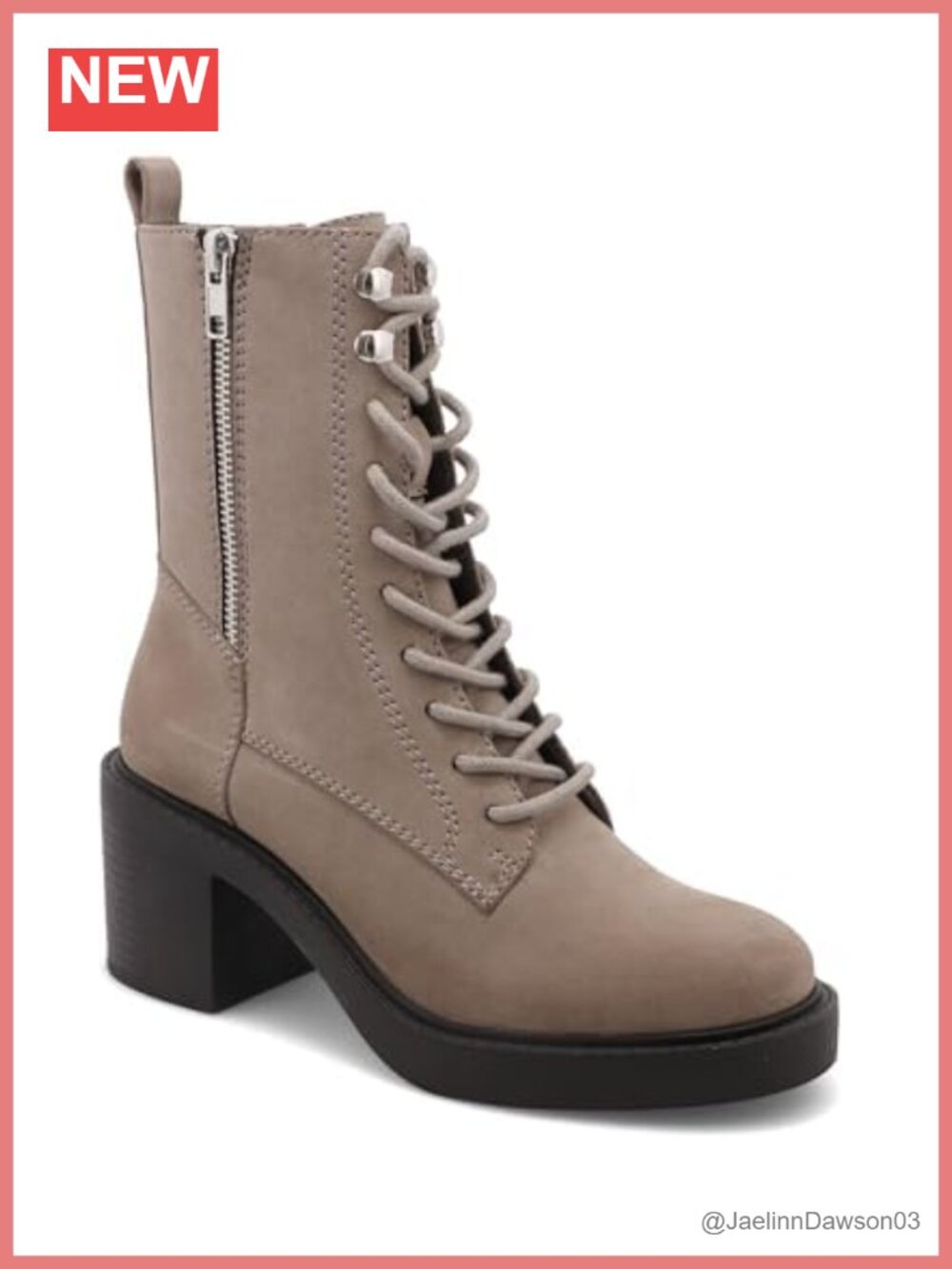 Womens Faux Suede Combat Boots Ankle Bootie Block Heel Lace Up Zip